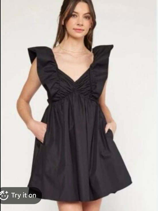 entro Dresses & Skirts - EUC Entro Black Statement Sleeves A-Line Mini Knock Out Dress Size M Pockets